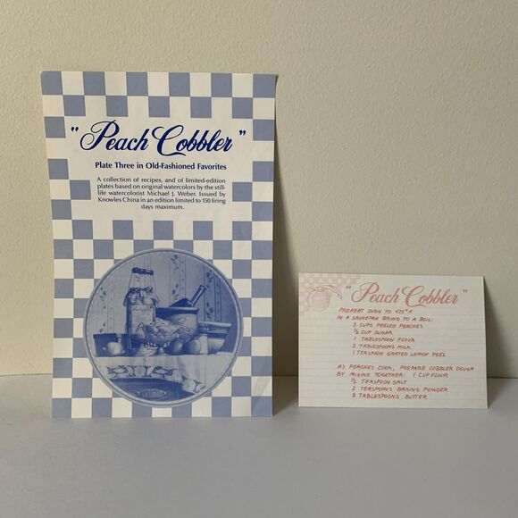 Knowles Peach Cobbler Collector Plate Old-Fashioned Favorites #3 Michael J Weber - Picture 5 of 12